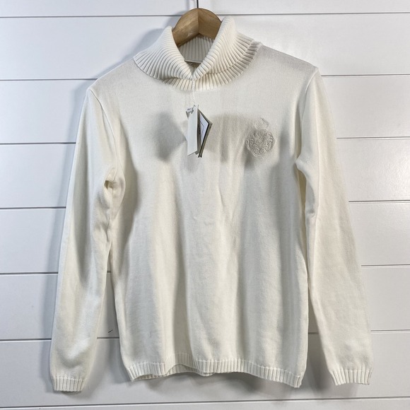 Paul & Shark Yachting Womens 100% Cotton Crest Turtleneck Sweater sz S NWT Cream - Picture 1 of 15